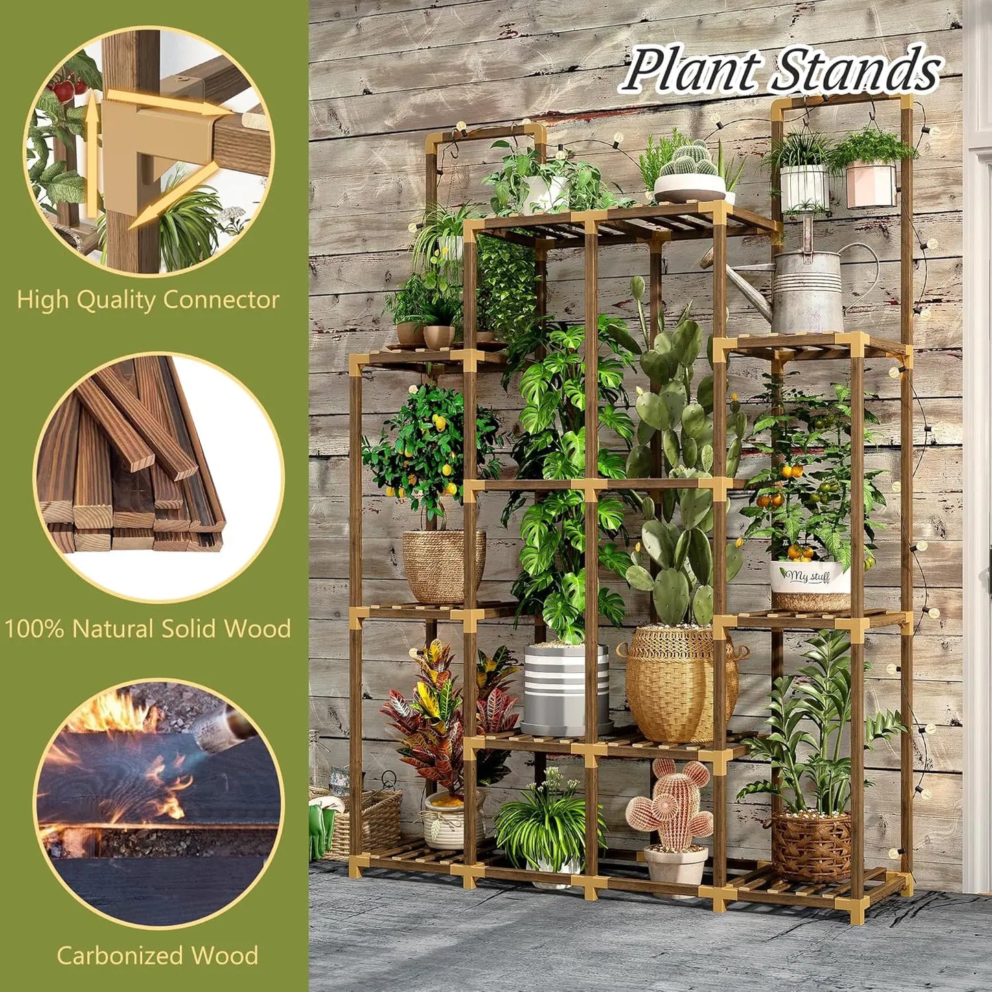 A70 Multi-layer Plant Stand Indoor and Outdoor Wooden Plant Stand, Bearing 440 lbs Plants