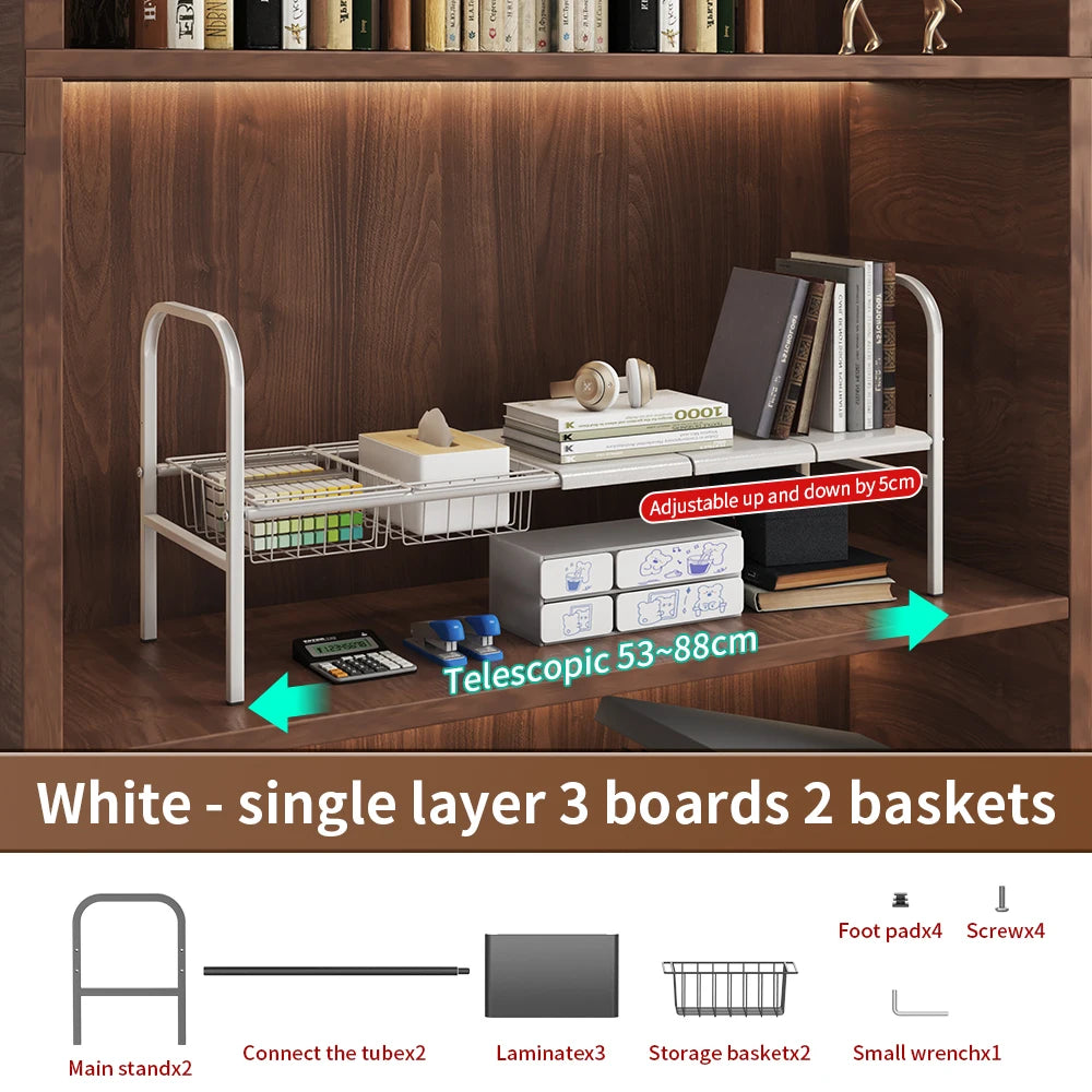 K30 Multi-purpose Kitchen Bathroom Under Sink Storage Rack with Removable Basket