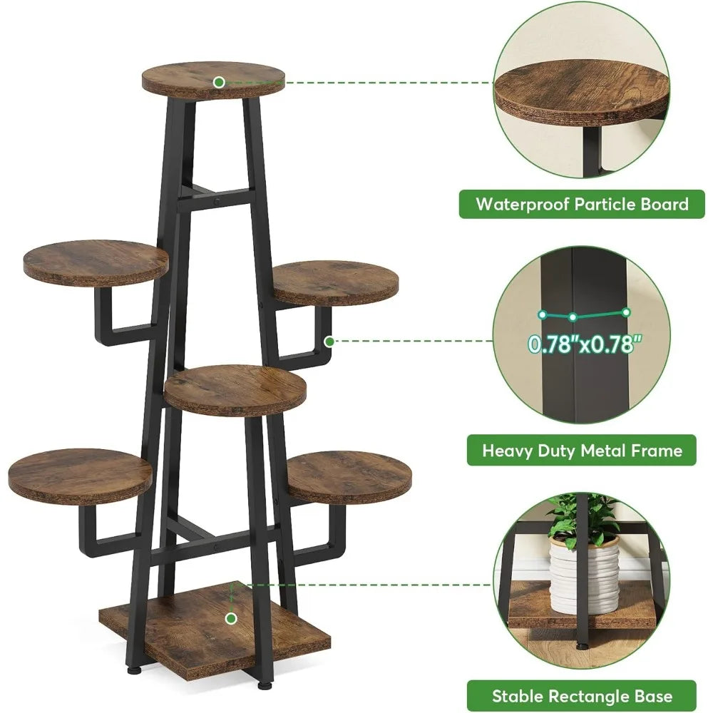 C110 Indoor Plant Stand, Wooden Corner Flower Pot Stand Flower Rack Elevated Flower Pot Storage Rack