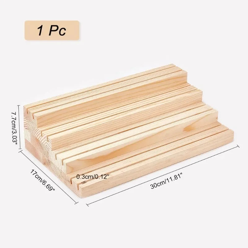 A52 Wooden Jewelry Display Stand Wooden Earring Storage Rack with Grooved Jewelry Display Stand for Rings Earrings