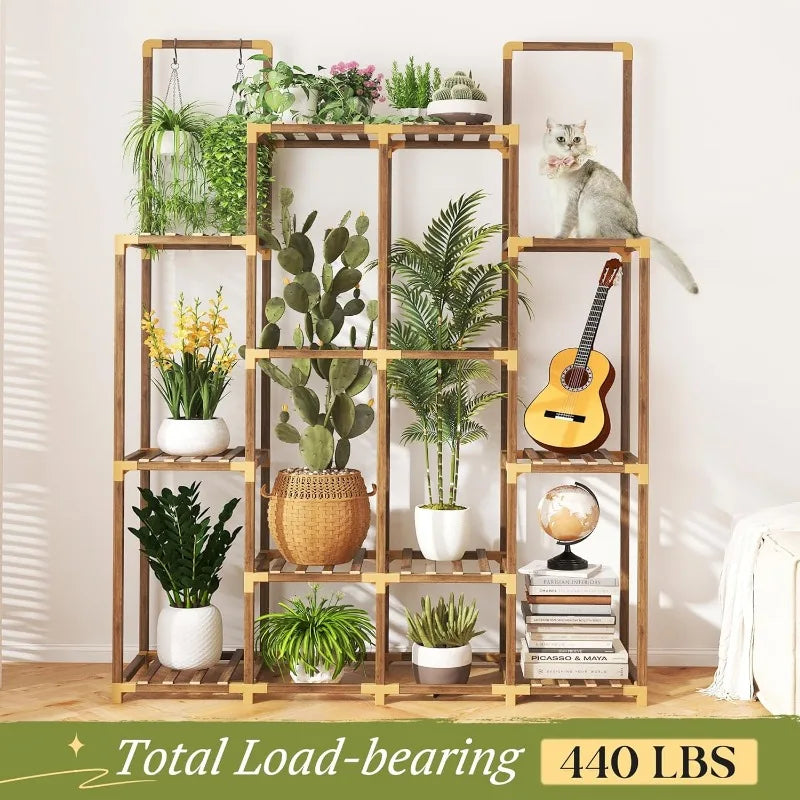 A70 Multi-layer Plant Stand Indoor and Outdoor Wooden Plant Stand, Bearing 440 lbs Plants
