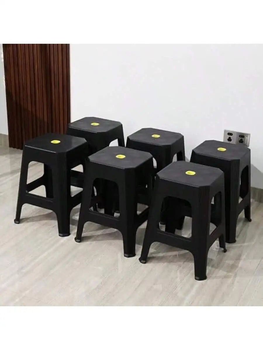 C115 18.7 Inch High Plastic Stool, Black Backless Stool for Kitchen