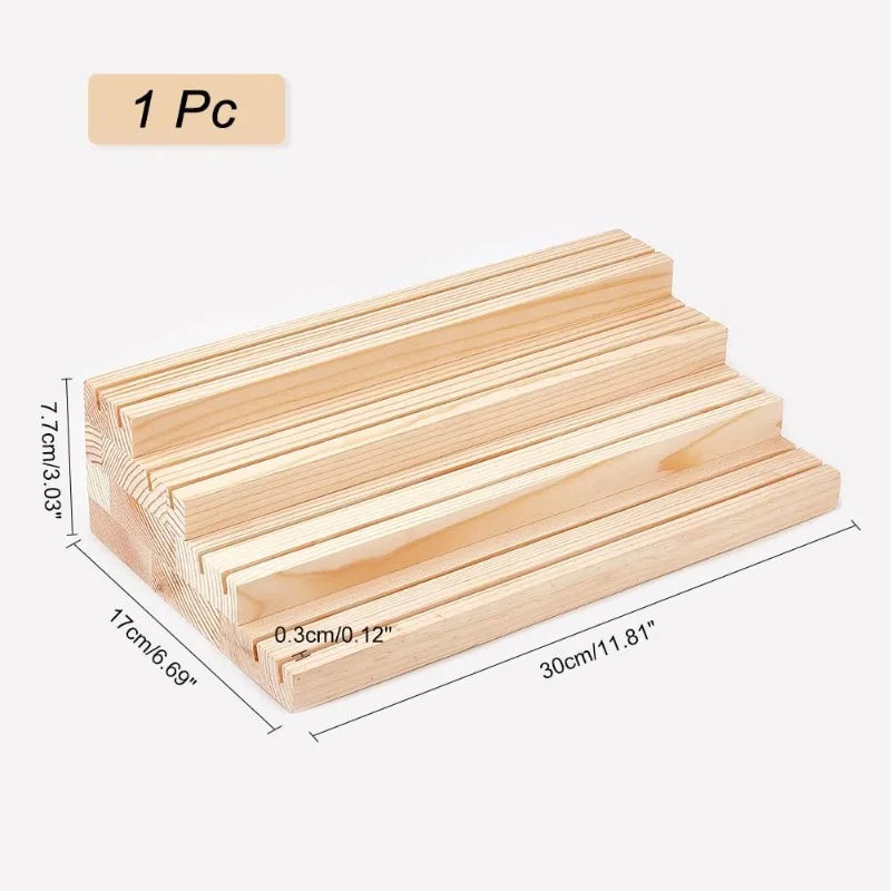A52 Wooden Jewelry Display Stand Wooden Earring Storage Rack with Grooved Jewelry Display Stand for Rings Earrings