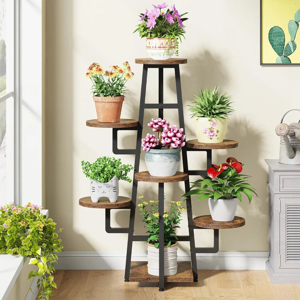 C110 Indoor Plant Stand, Wooden Corner Flower Pot Stand Flower Rack Elevated Flower Pot Storage Rack