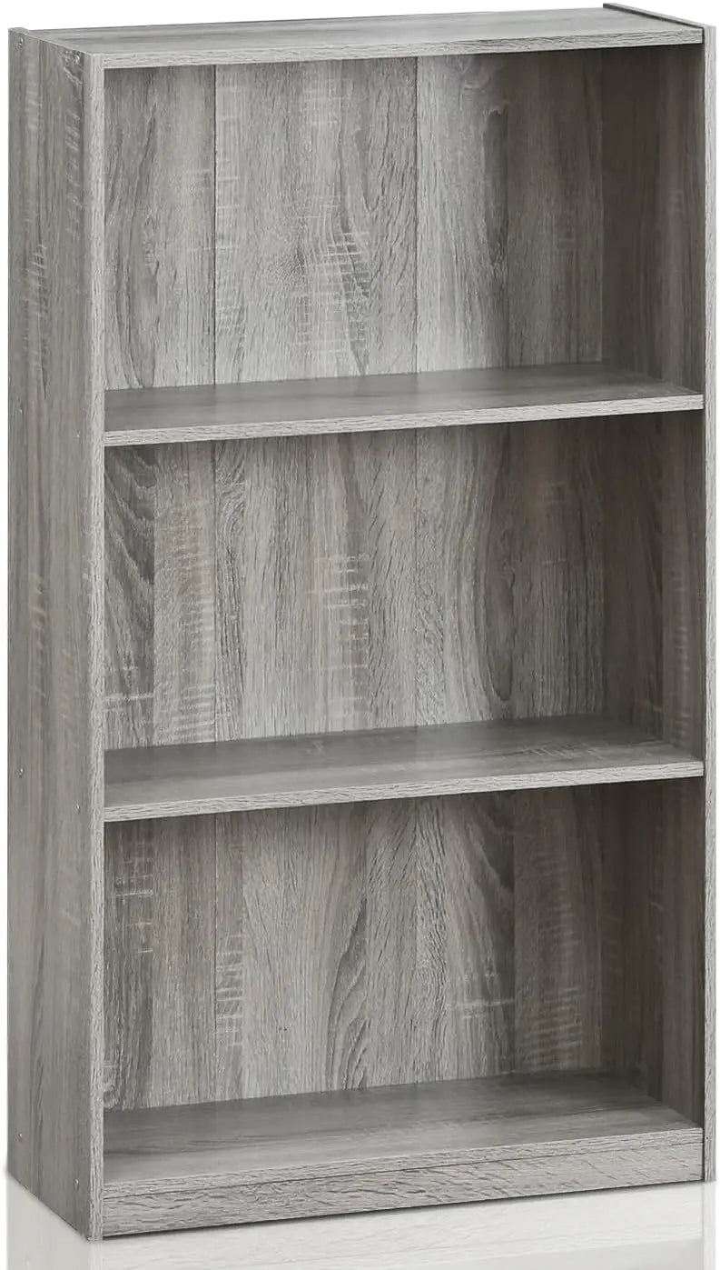 W30 Basic Three Layer Bookcase Storage Rack, French Oak Grey Bookcase Bookshelf