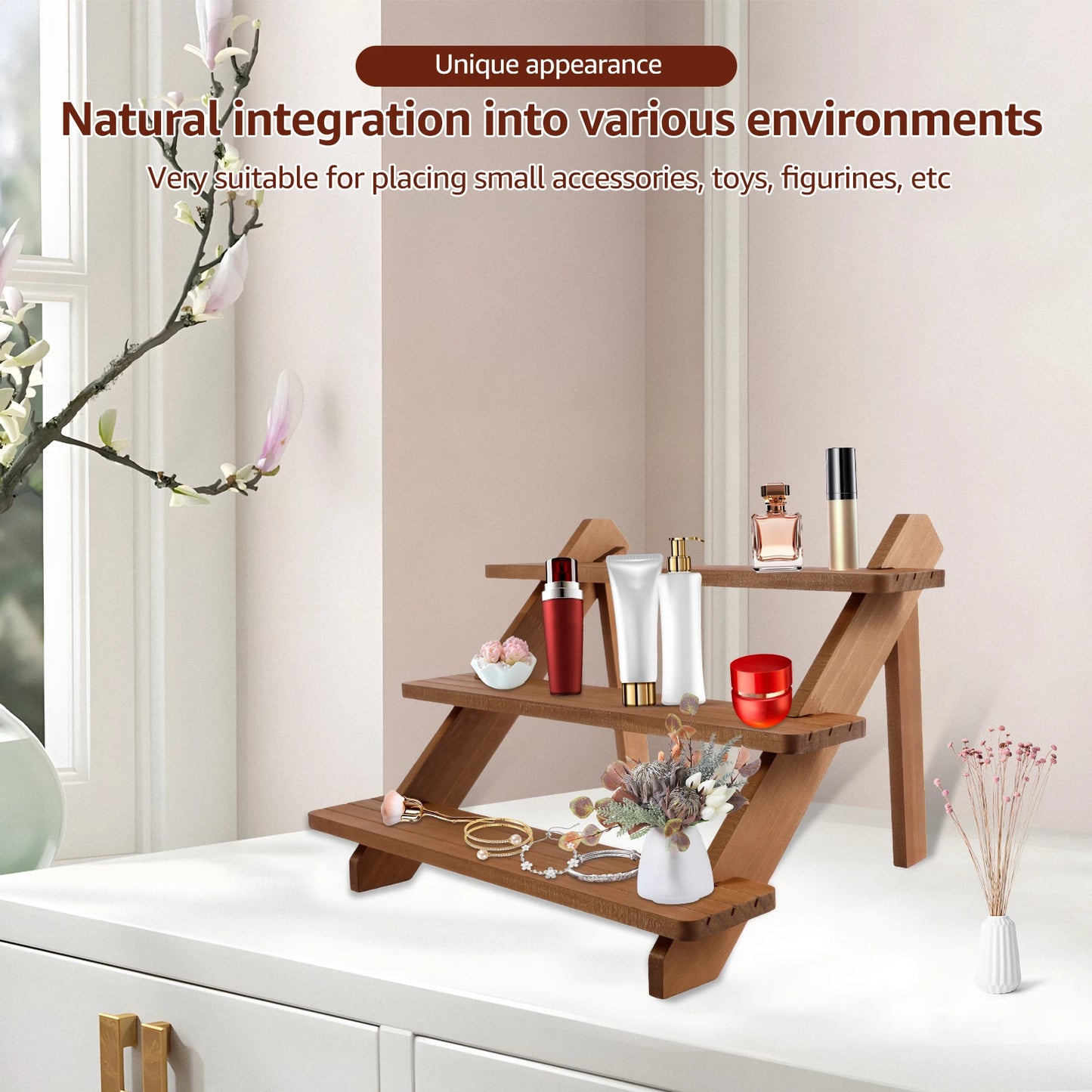 A48 Wooden Display Stand Stand Small Figurine Storage Rack