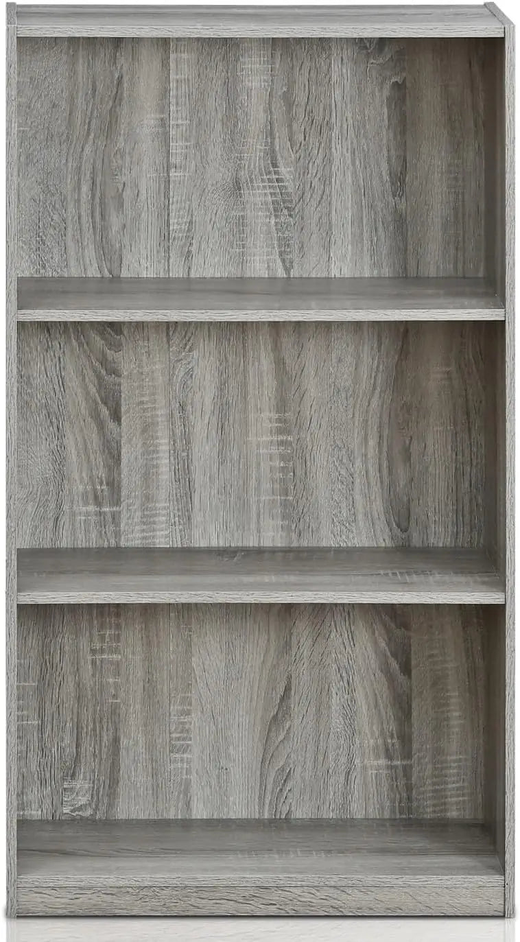 W30 Basic Three Layer Bookcase Storage Rack, French Oak Grey Bookcase Bookshelf