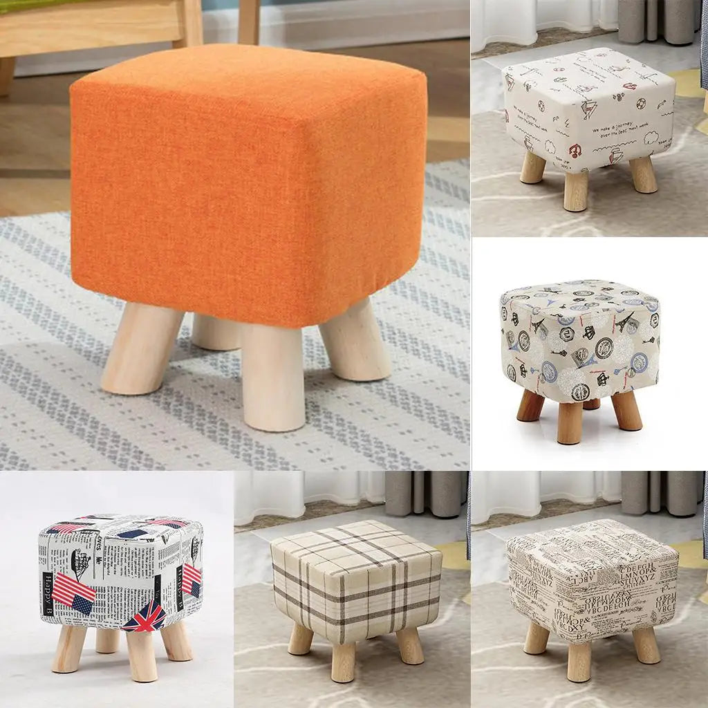 A17 Wooden Square Stool Cushion Cover Stool