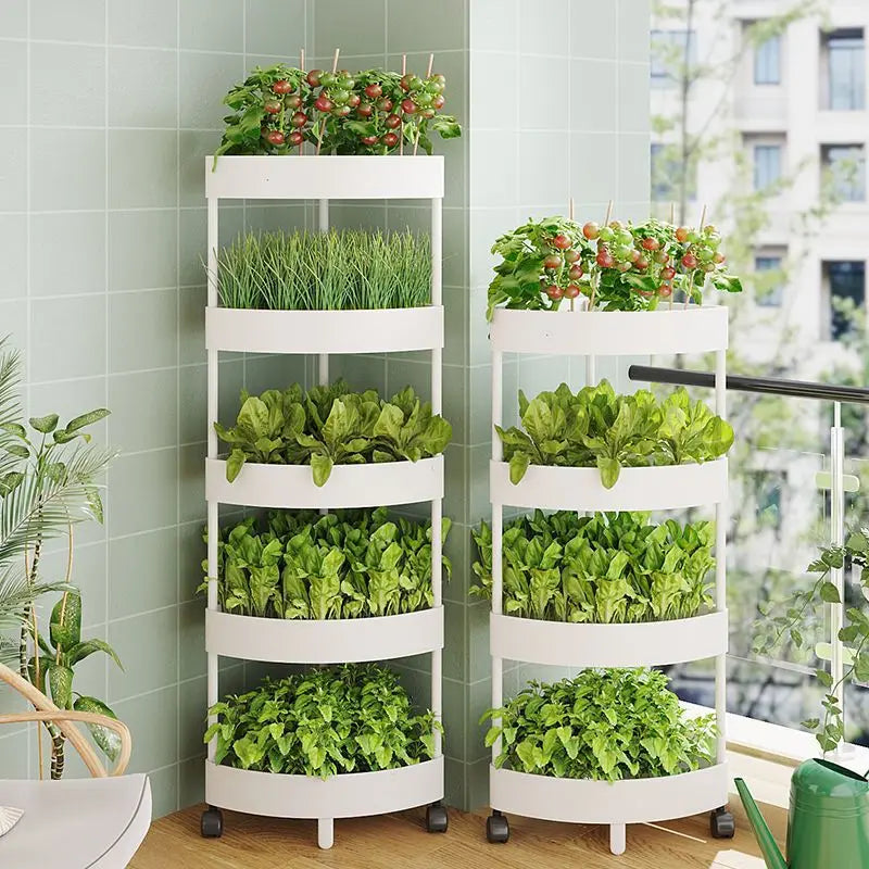 A150 Storage Rack White Independent Multi-layer Rolling Sliding Balcony Multi-layer Vegetable Planting Artifact