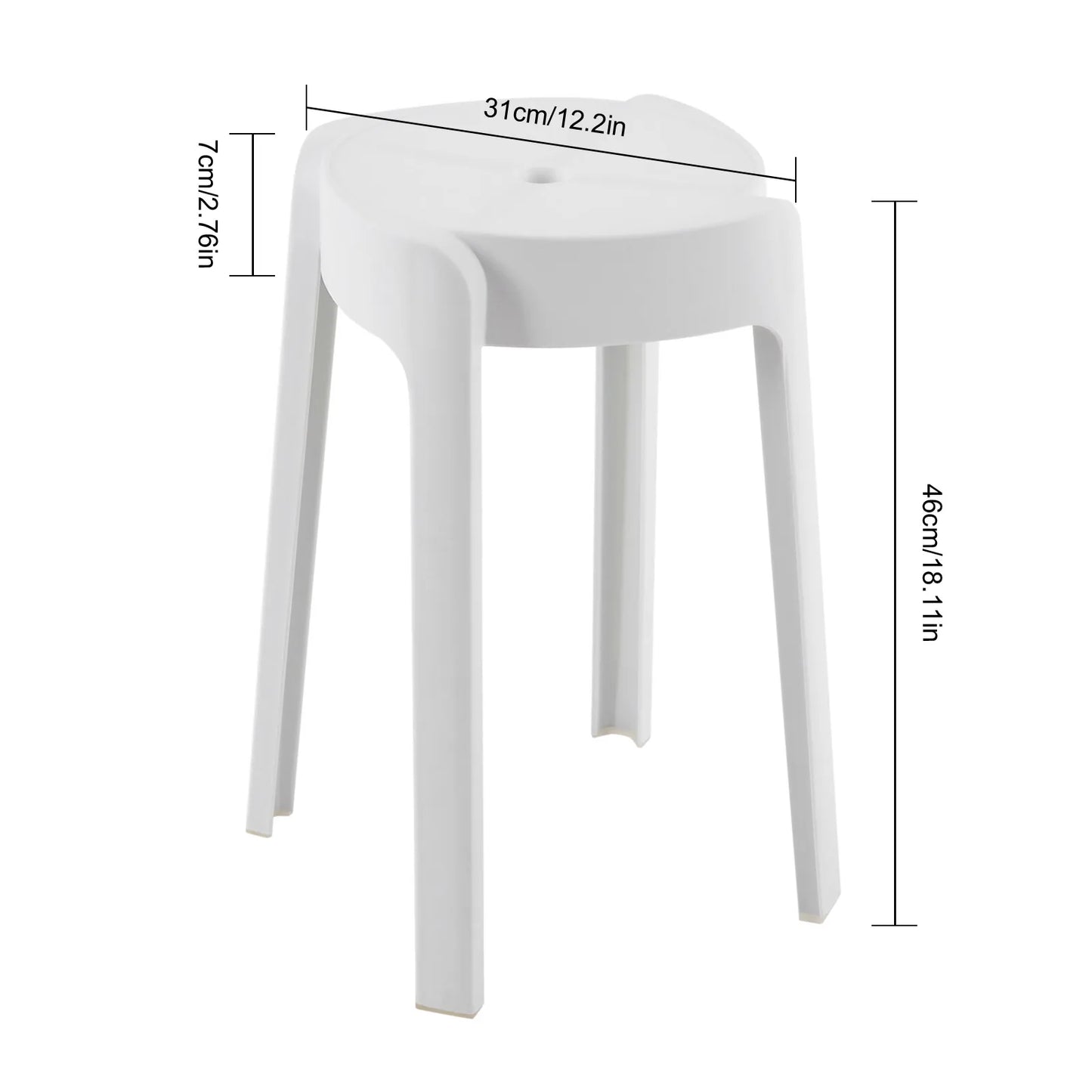 C128 18 Inch Plastic Stacking Stool Portable Stackable Chair, Kids Backless Bar Stool, Unique Design Nesting Decor