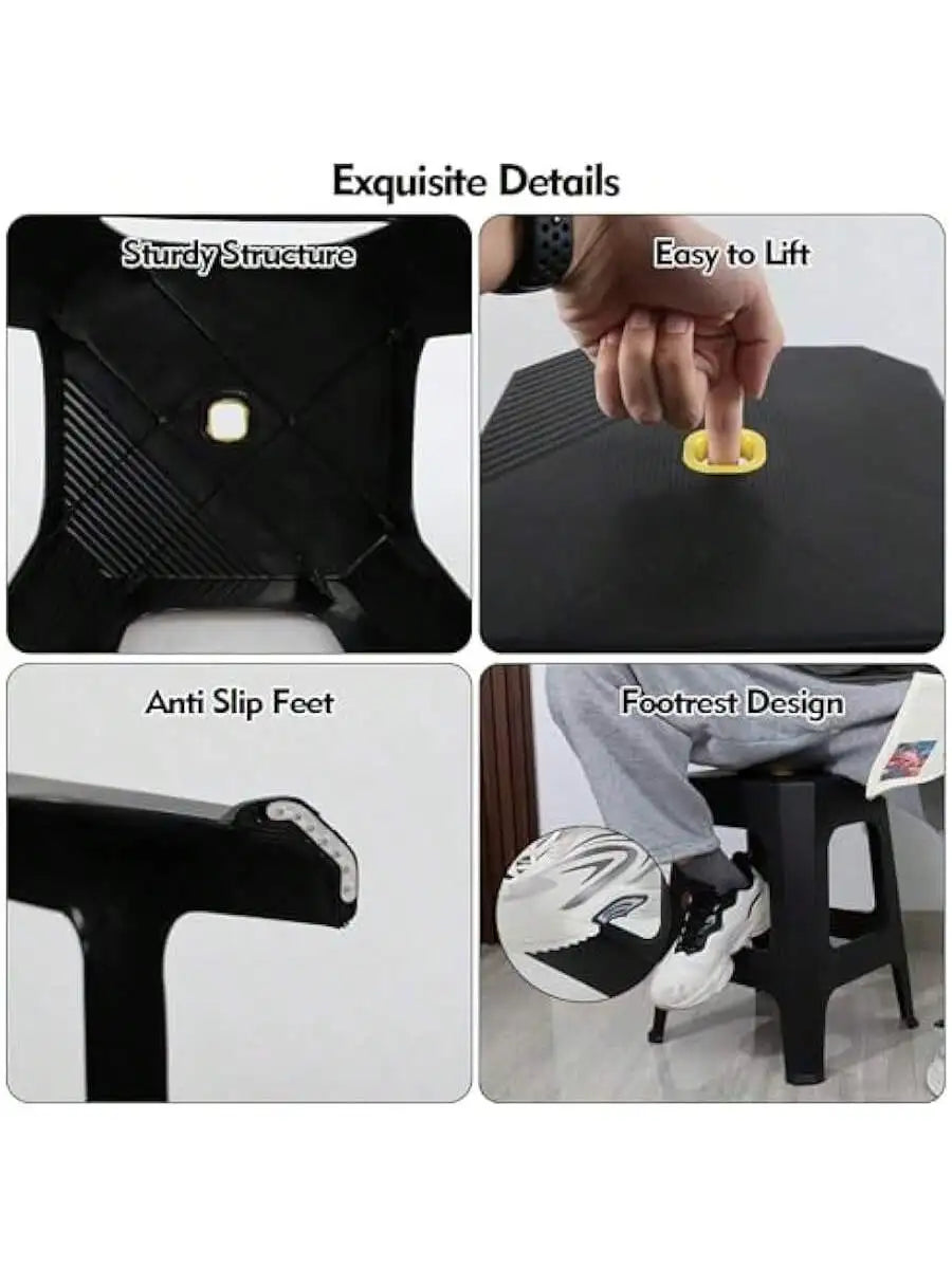 C115 18.7 Inch High Plastic Stool, Black Backless Stool for Kitchen