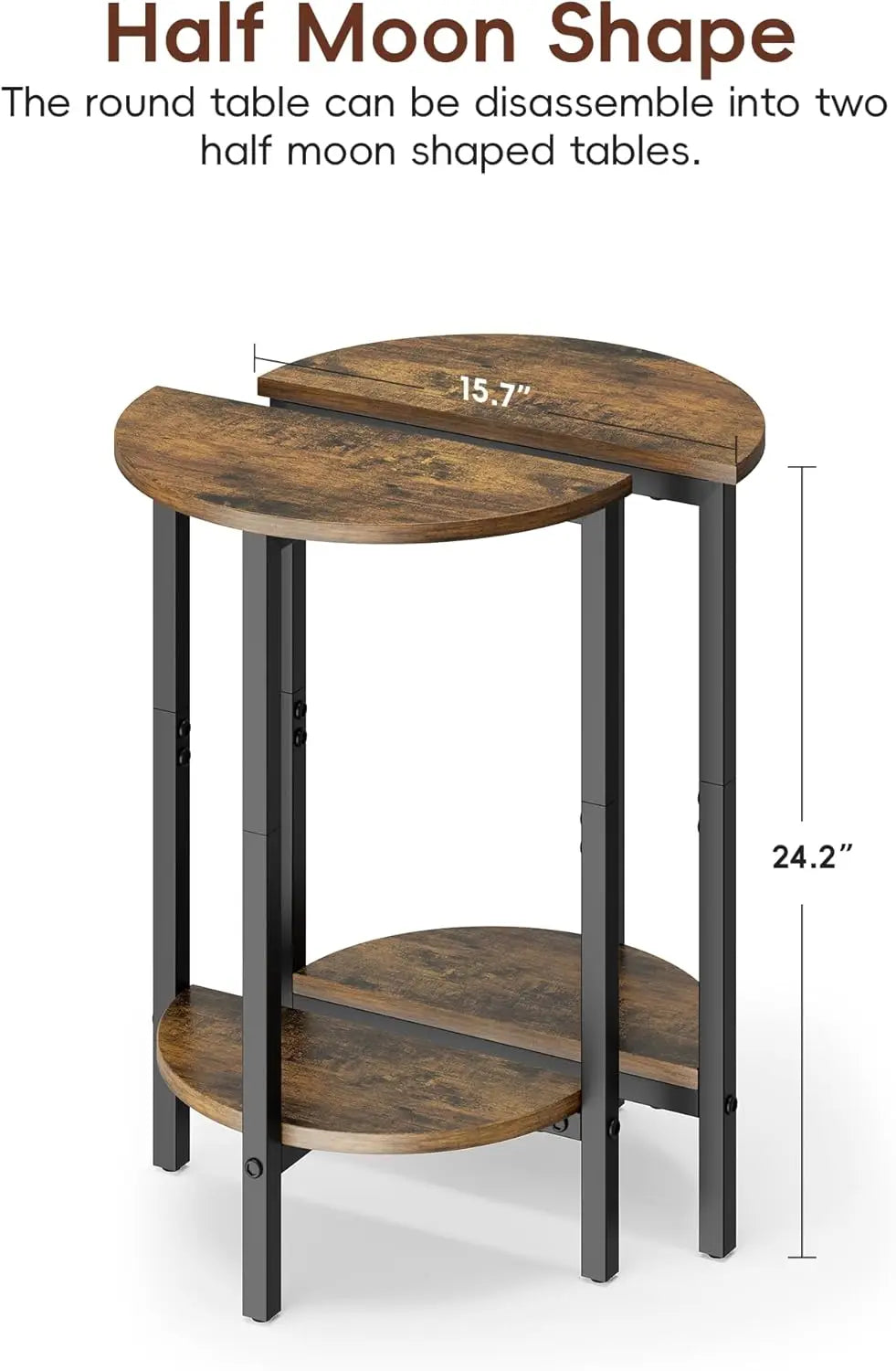 Side Table, 2 Tier Small Couch Side Table, Small Round Coffee Accent Table, Thin Sofa Table Narrow Entryway Table