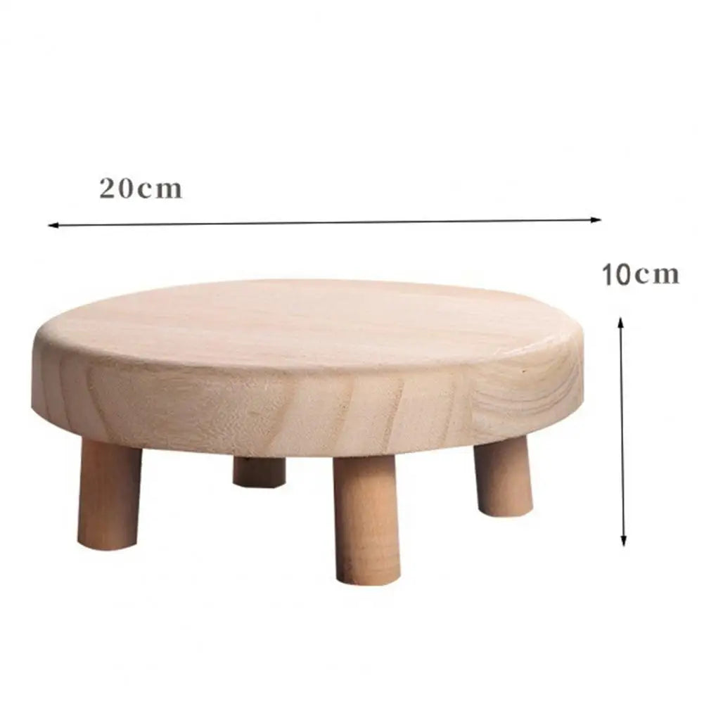 A27 Small wooden stool round polished modern storage flower pot rack