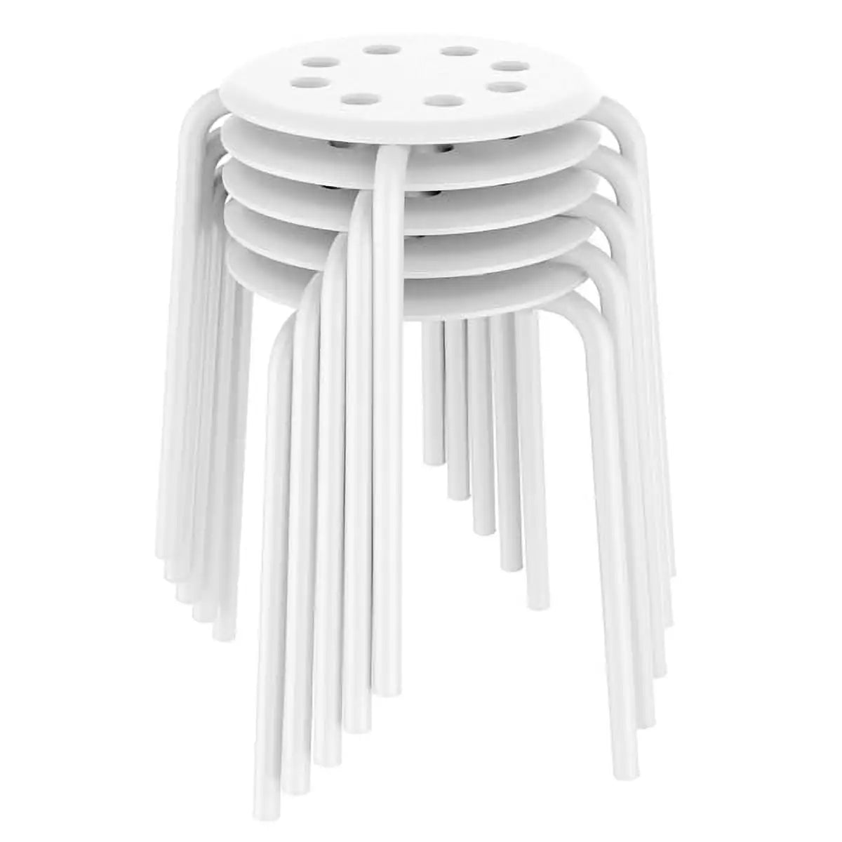 C98 Plastic Stacking Stools Round Bar Stools, White