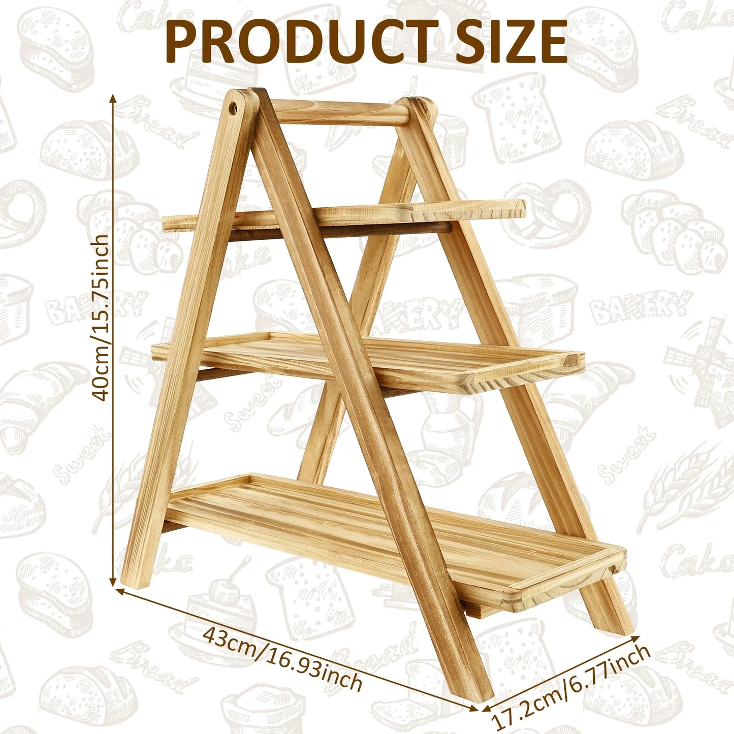 A65 Three-layer wooden display stand party table food storage tray