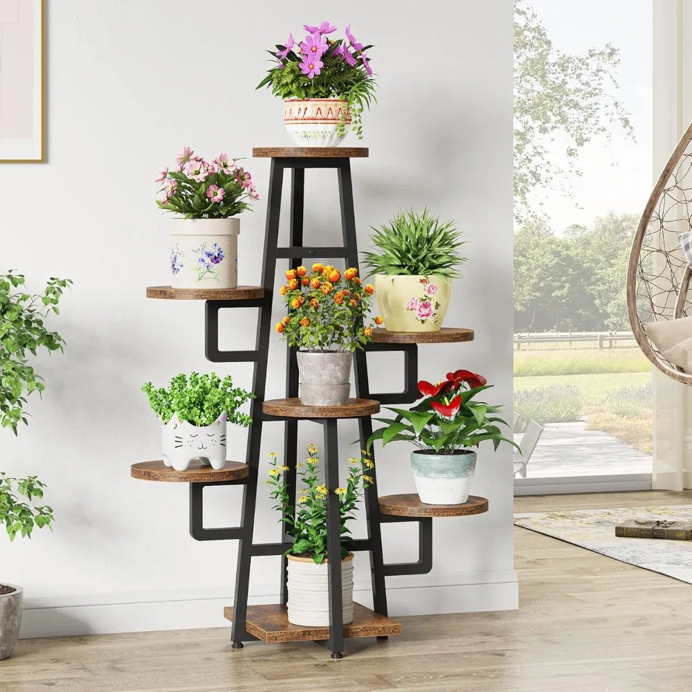 C110 Indoor Plant Stand, Wooden Corner Flower Pot Stand Flower Rack Elevated Flower Pot Storage Rack