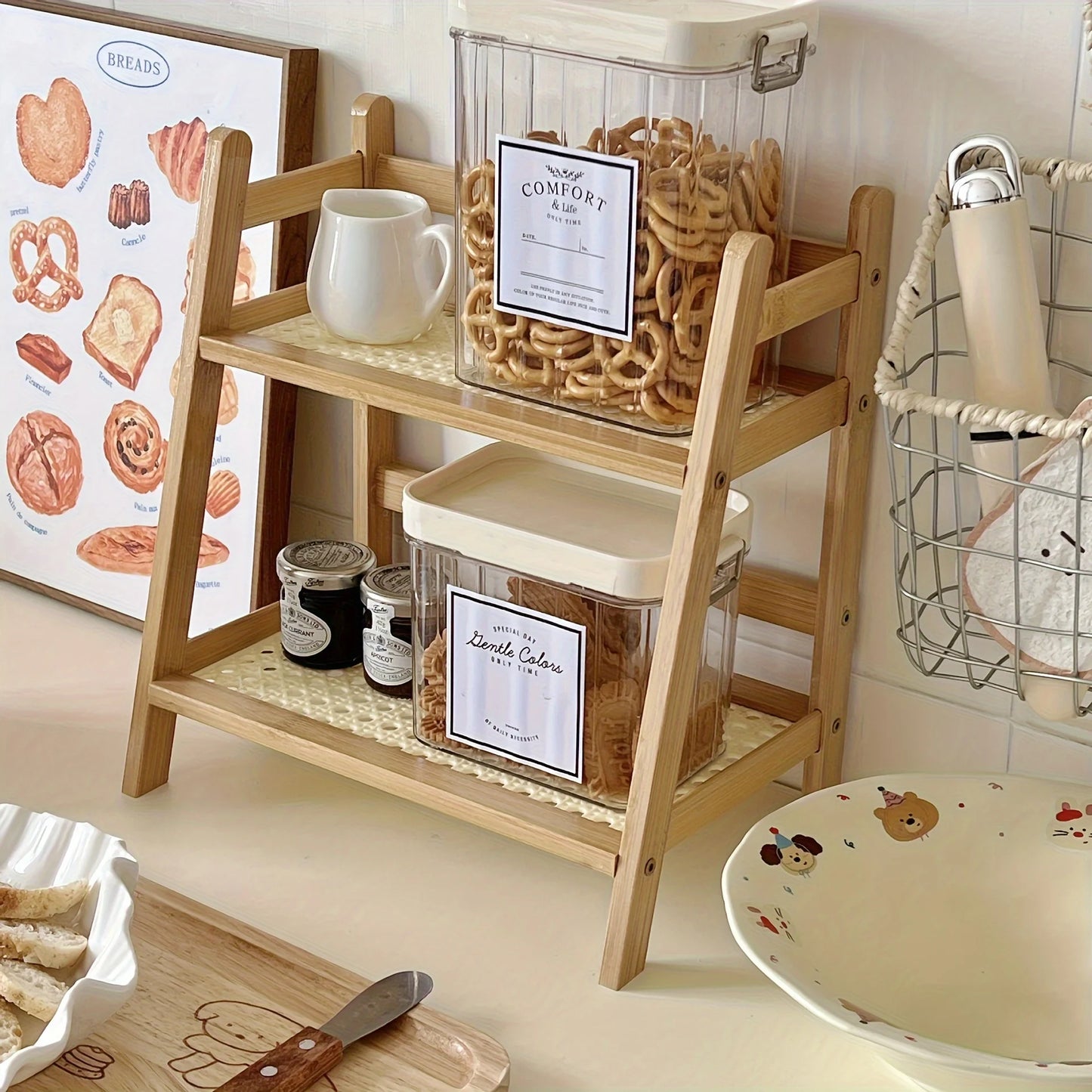 A45 Wooden Desktop Organizer —— It Is Very Suitable for Being Placed in Dormitories, Workplaces and Kitchens.