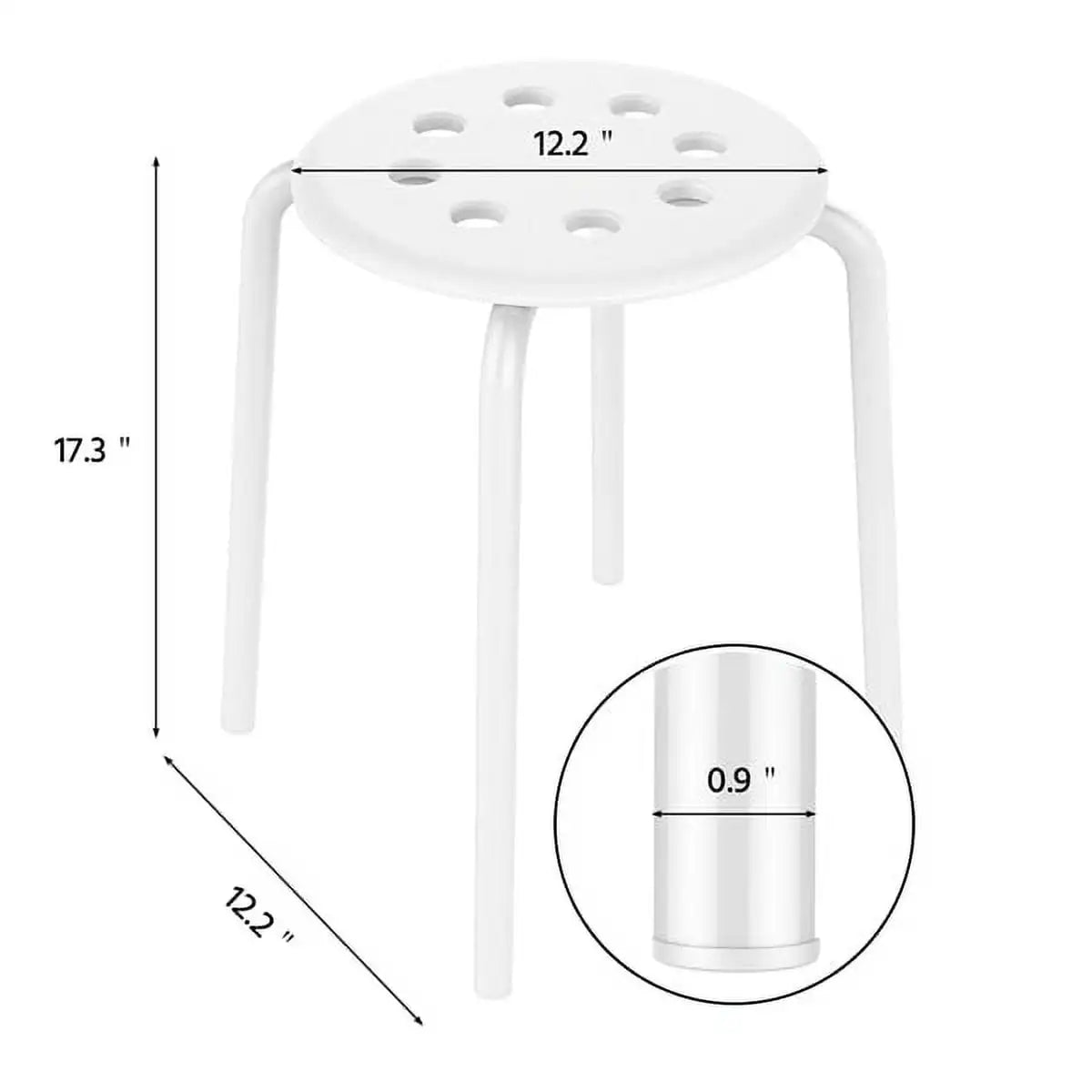 C98 Plastic Stacking Stools Round Bar Stools, White