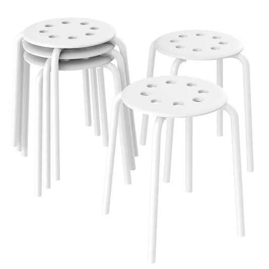 C98 Plastic Stacking Stools Round Bar Stools, White