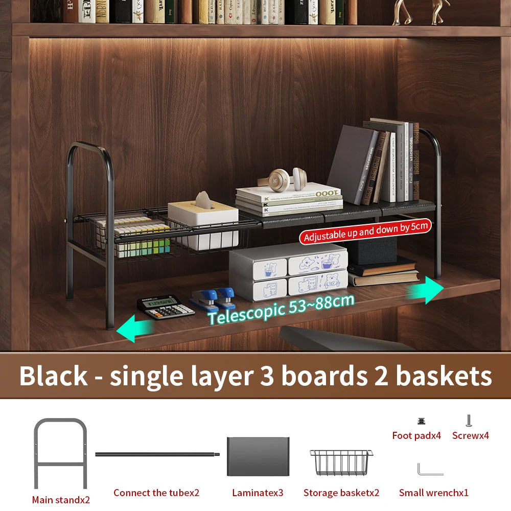 K30 Multi-purpose Kitchen Bathroom Under Sink Storage Rack with Removable Basket
