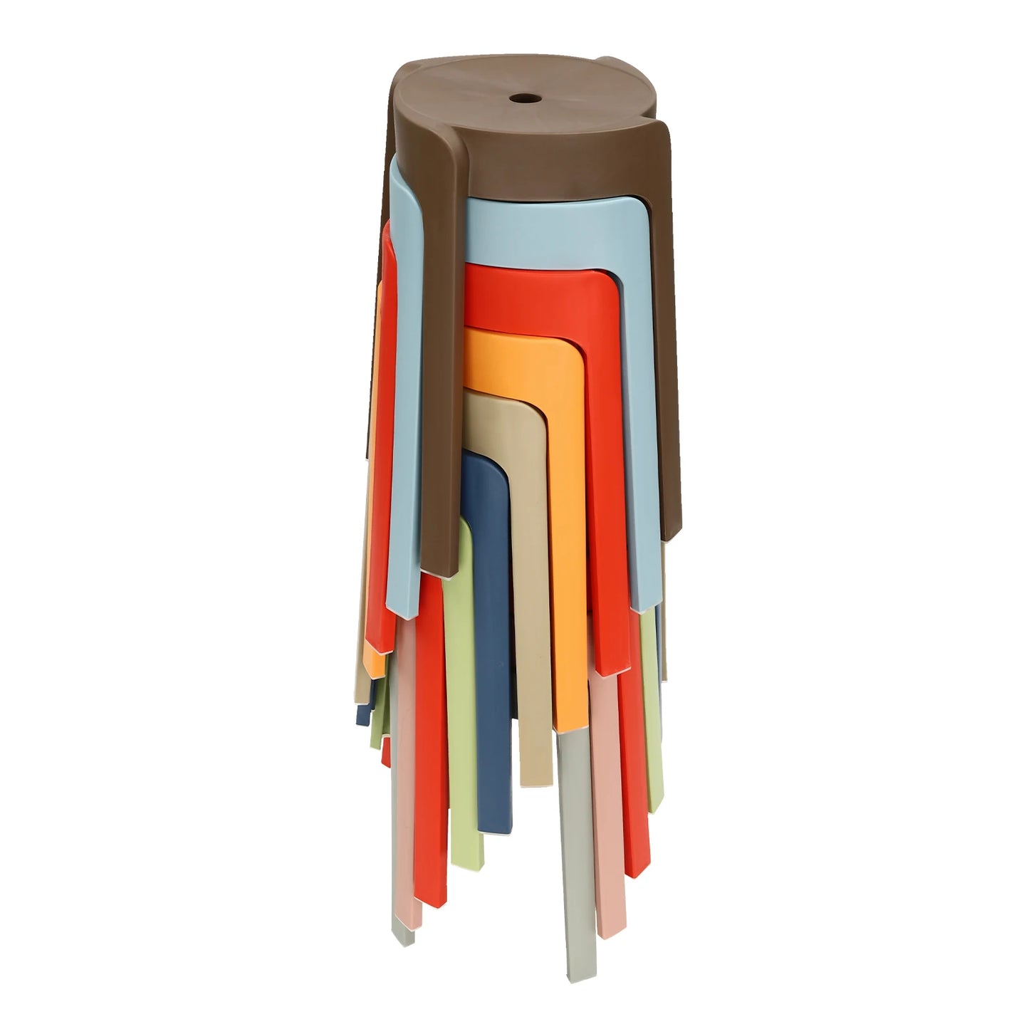 A42 18 inch plastic round stool, stackable, colorful home bench