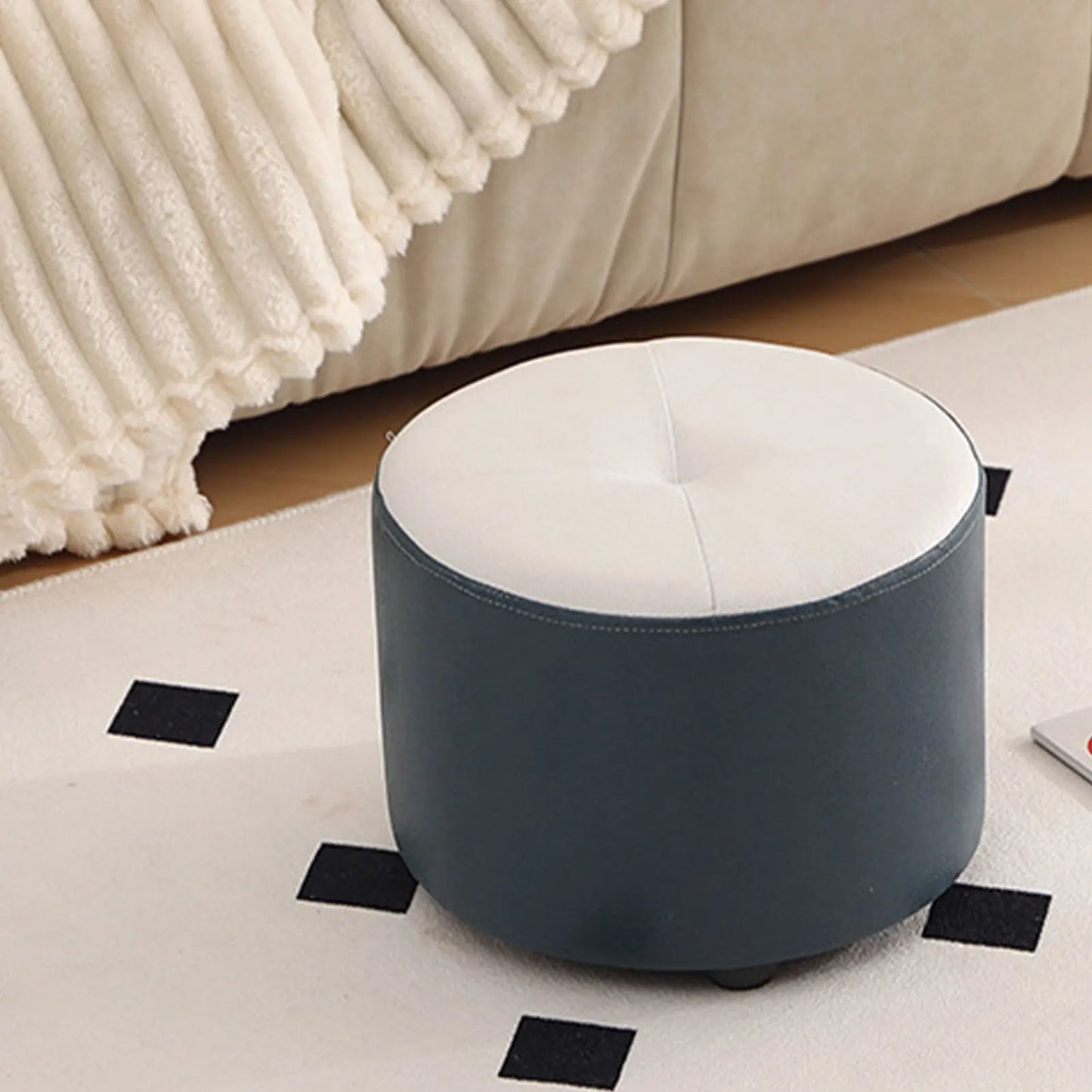 A32 Ottoman footstool round decorative stool for bedroom entryway apartment