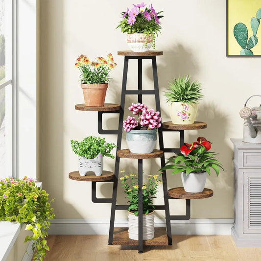 C110 Indoor Plant Stand, Wooden Corner Flower Pot Stand Flower Rack Elevated Flower Pot Storage Rack