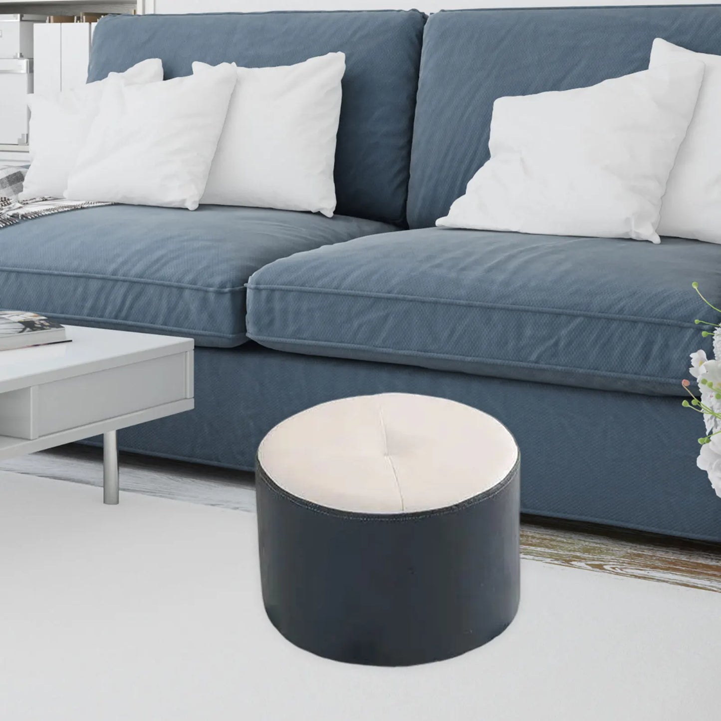 A32 Ottoman footstool round decorative stool for bedroom entryway apartment