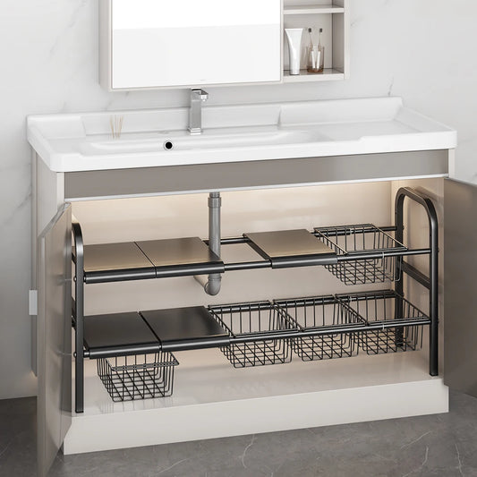 K30 Multi-purpose Kitchen Bathroom Under Sink Storage Rack with Removable Basket