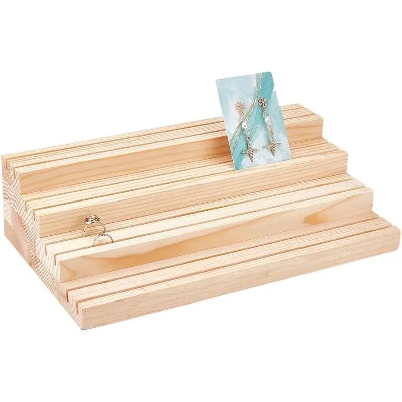 A52 Wooden Jewelry Display Stand Wooden Earring Storage Rack with Grooved Jewelry Display Stand for Rings Earrings