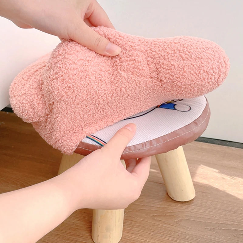 A62 Plush Flower Chair Cover Cute Footstool Cover Round Footstool