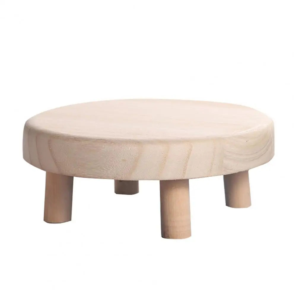 A27 Small wooden stool round polished modern storage flower pot rack