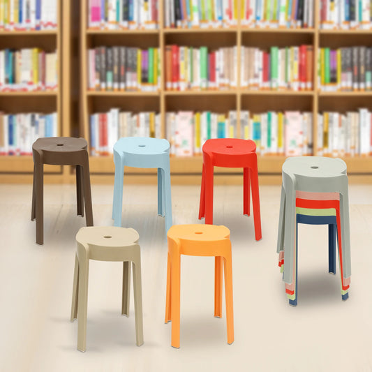 A42 18 inch plastic round stool, stackable, colorful home bench