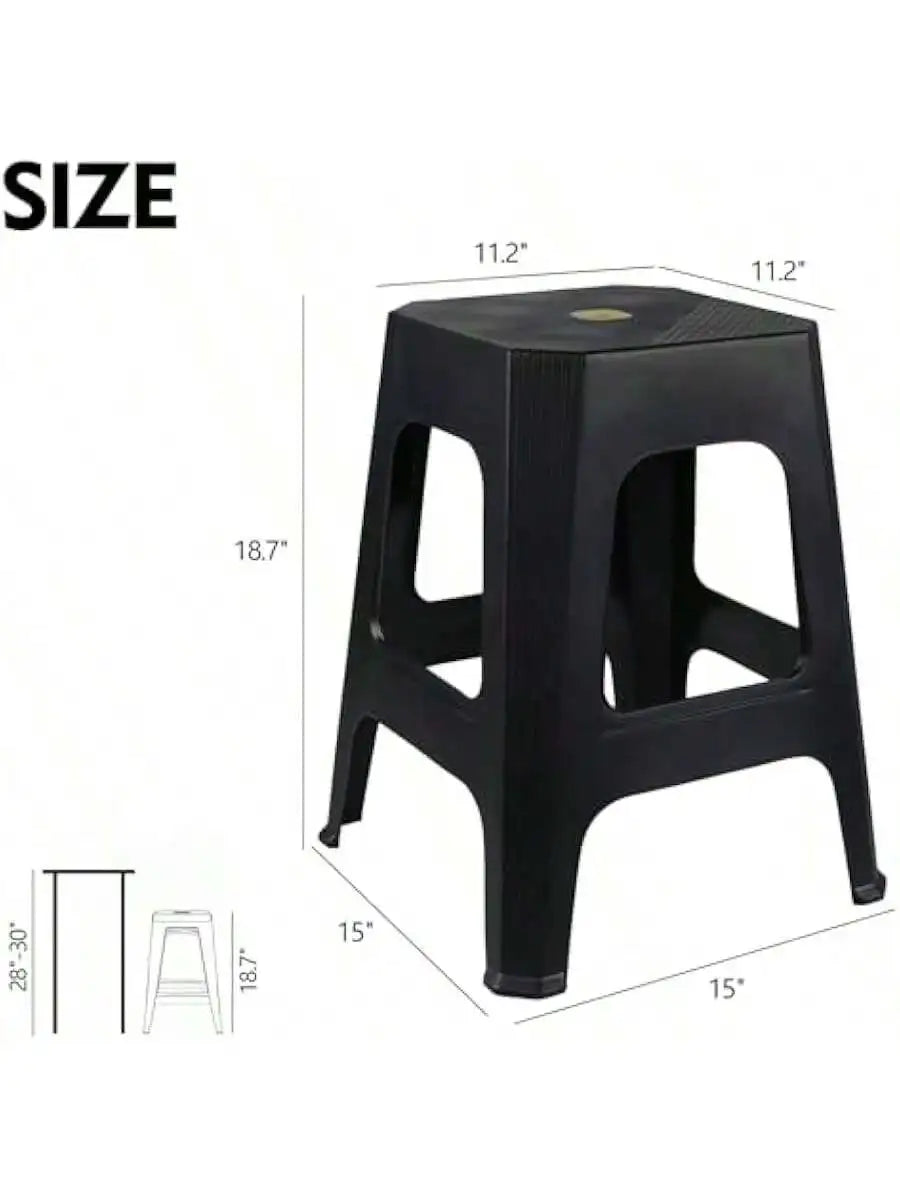 C115 18.7 Inch High Plastic Stool, Black Backless Stool for Kitchen